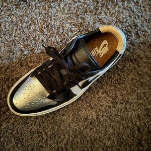 Jordan Black and Silver Athletic Shoes